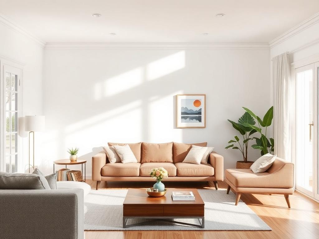 Spotless bright living room after professional cleaning