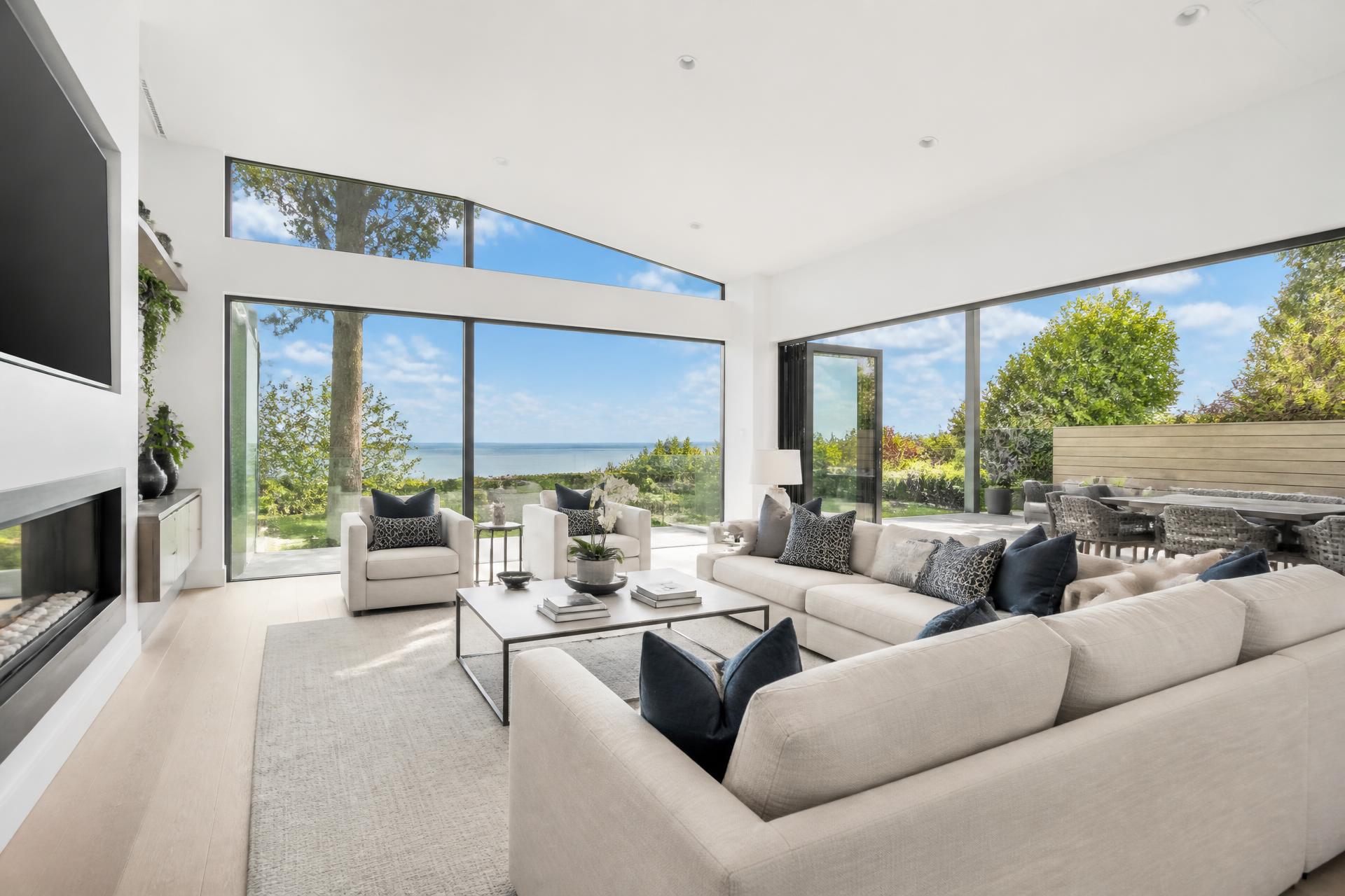 Spotlessly clean, bright luxury living room in a UK home